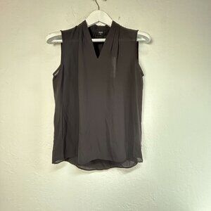 Tahari Womens Sleeveless V-Neck Blouse Small Black Lightweight Casual New $68